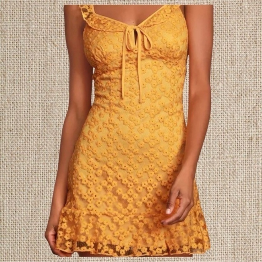 Yellow Flora mini Dress - Picture 3 of 5